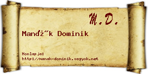 Manák Dominik névjegykártya